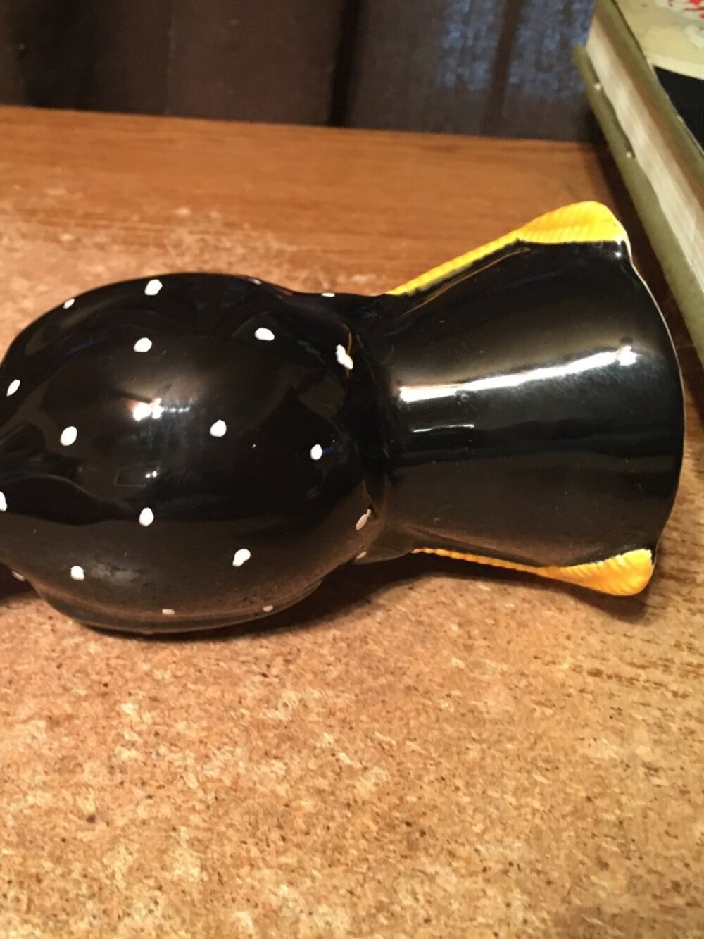 MCNUTTS DEPT 56 1988 BLACK POLKA DOT ROOSTER CHICKEN TAPERED CANDLE HOLDER - Picture 8 of 10
